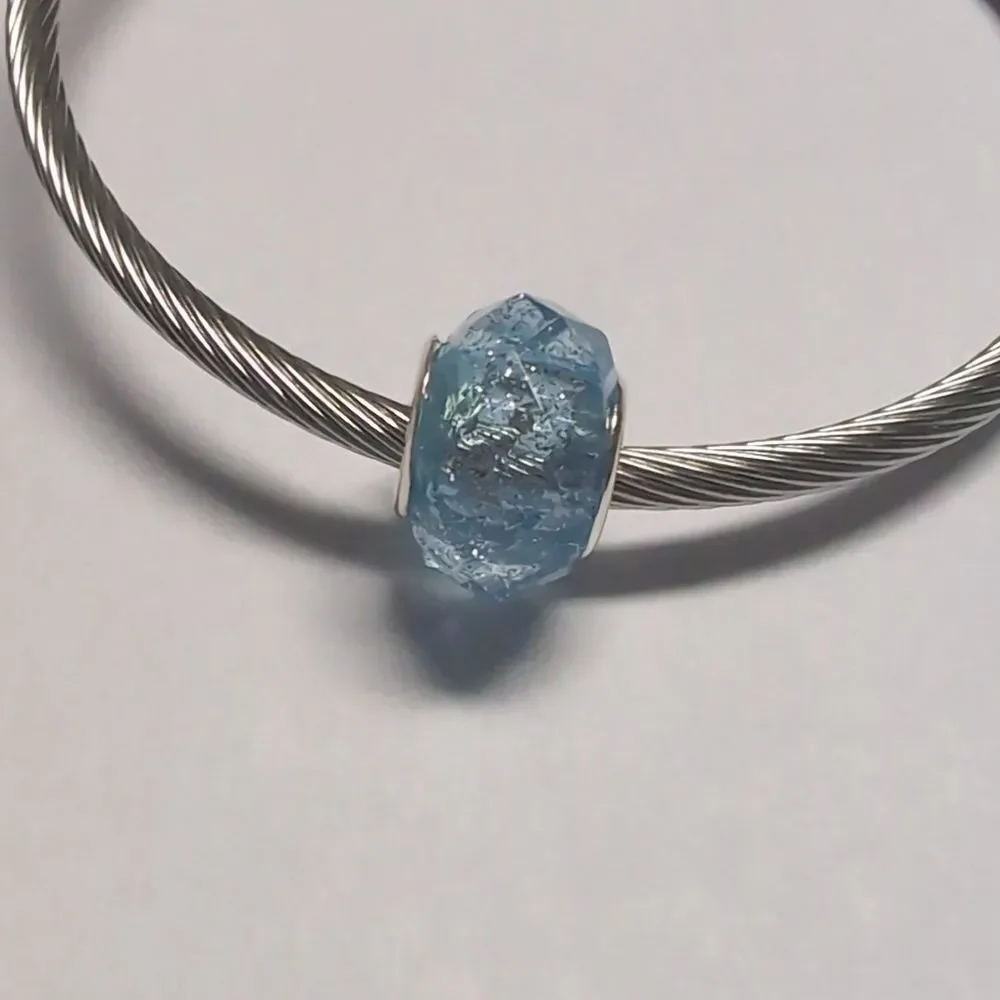 charm blue glittery